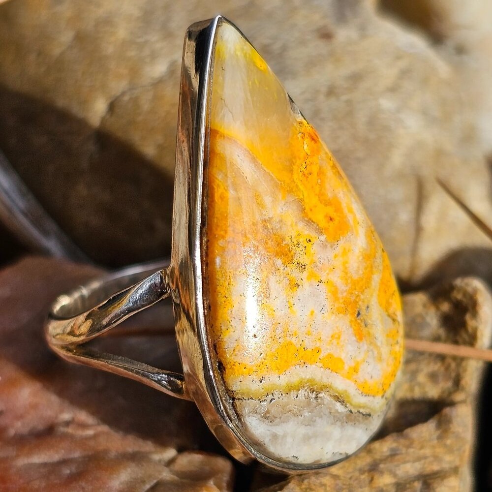 Sterling Silver Bumblebee Jasper Ring- Size 10